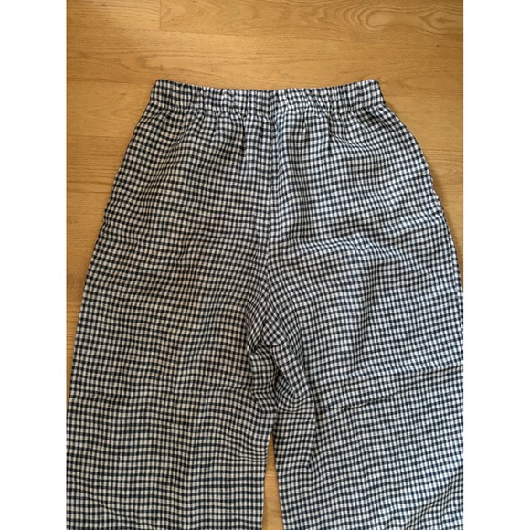 Reformation Gingham Wide Leg Pants Elastic Waist Trousers Pants Fernando Linen - Picture 8 of 9